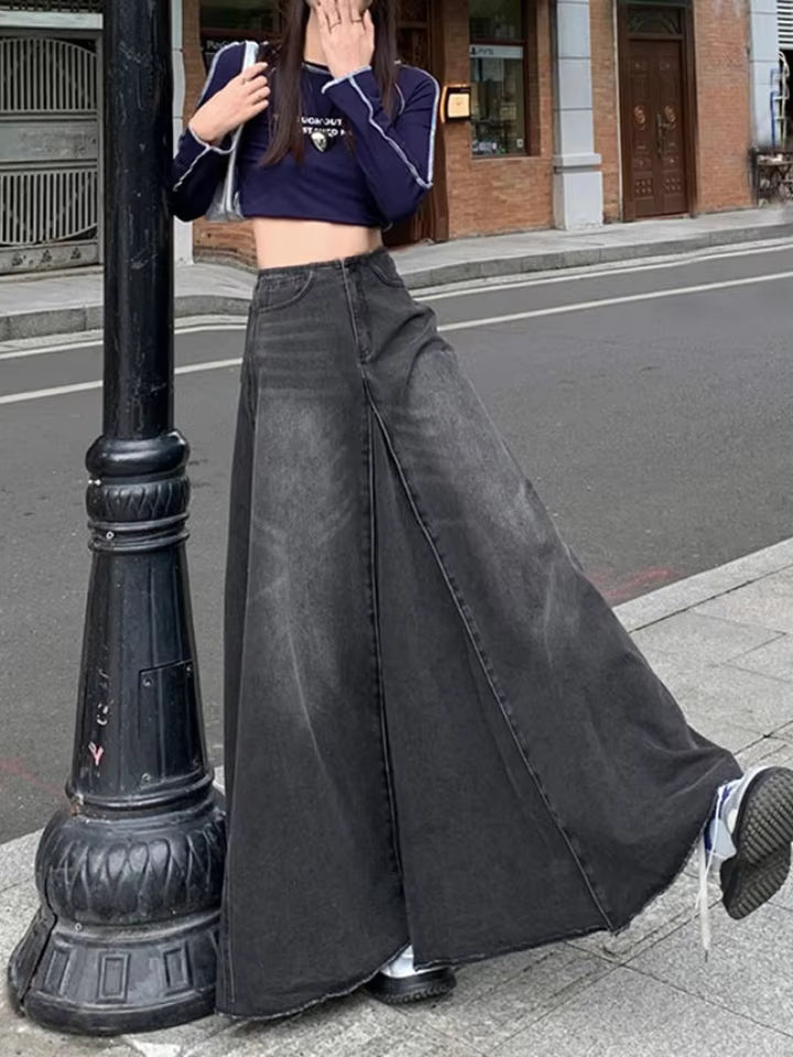 Dopasowana spódnica jeansowa maxi damska